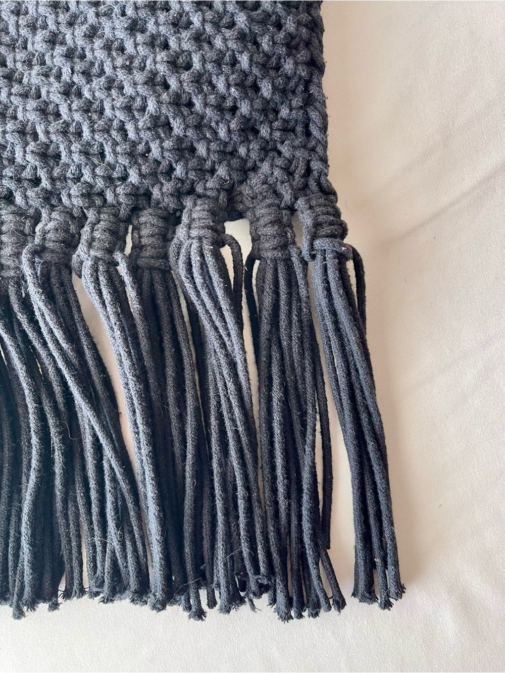 Danielle Nicole Black Macram Fringe Shoulder Bag … - image 3